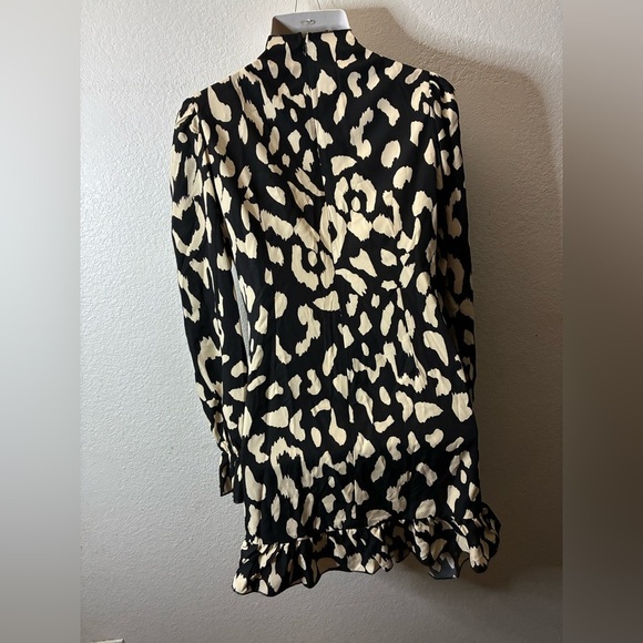 🆕Yozy Long Sleeve Stand Collar Mock Neck Flounce Sleeve Ruched Ruffle Dress L🆕 - Picture 5 of 16